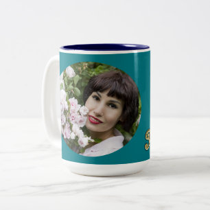 50 und fabulous Gold Aquamarin Blue Foto Name Zweifarbige Tasse