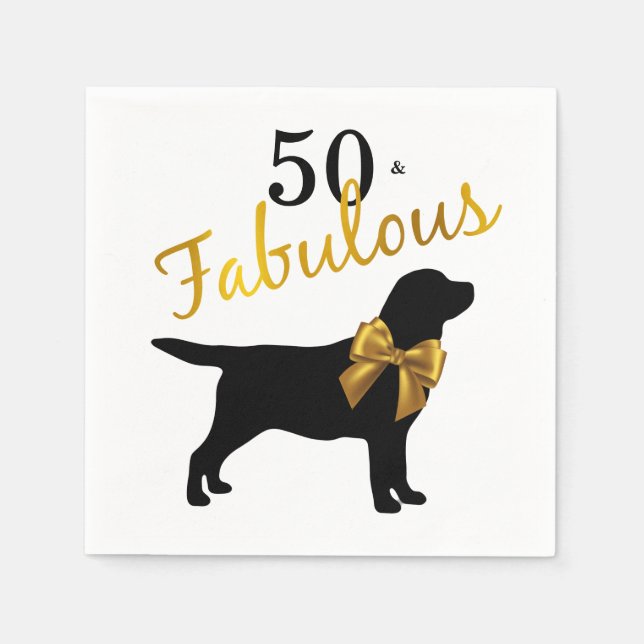 50 und Fabulous - Gold Black Labrador - Niedlicher Serviette (Vorderseite)