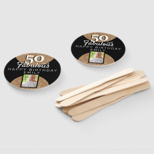 50 und fabulous Gold Glitzer 2 Foto 50. Geburtstag Fächer