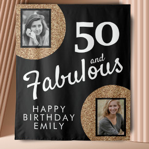 50 und fabulous Gold Glitzer 2 Foto 50. Geburtstag Wandteppich