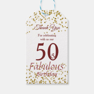 50 und Fabulous Gold und Burgund Sparkle Geschenkanhänger