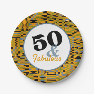 50 und fabulous Golden Kente Party Pappteller