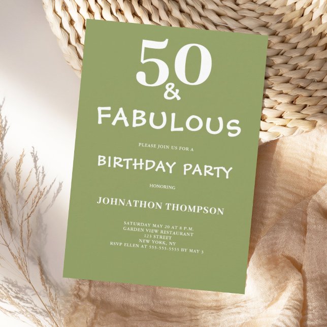 50 und Fabulous Green Geburtstag Einladung (Von Creator hochgeladen)