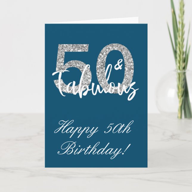 50 und fabulous Happy Birthday 50. Karte (Vorderseite)