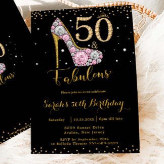 50 und Fabulous High Heel Diamonds 50. Geburtstag Einladung