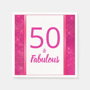 50 und Fabulous Hot Pink Glam 50. Geburtstagsparty Serviette