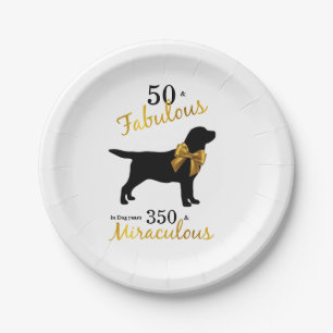 50 und Fabulous - Hund Lover Black Gold Niedlich F Pappteller