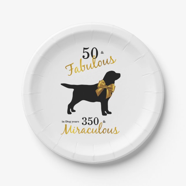 50 und Fabulous - Hund Lover Black Gold Niedlich F Pappteller (Vorderseite)