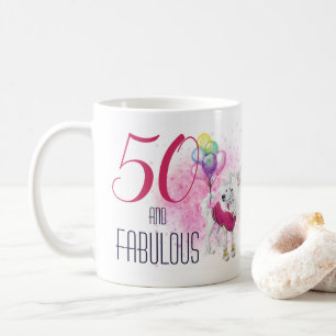 50 und Fabulous Hund Wasserfarbe Pink Kaffee Tasse