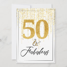 50 und Fabulous in Gold Glitzer Geburtstag Einladung