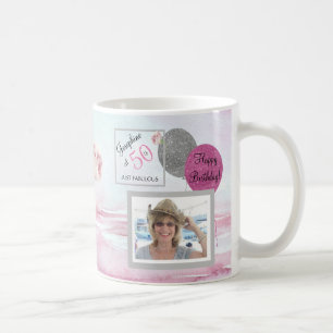 50 und fabulous KEEPSAKE Tasse Foto Pink