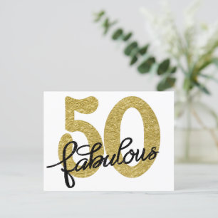 50 und Fabulous   Klassisches Gold Schwarz und Wei Postkarte