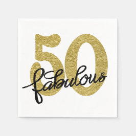 50 und Fabulous | Klassisches Gold Schwarz und Wei Serviette