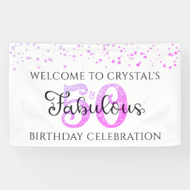 50 UND FABULOUS Lila Pink Confetti Banner