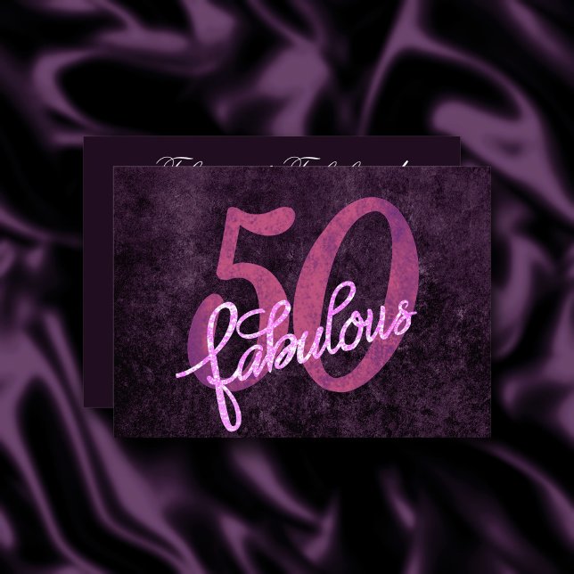 50 und Fabulous | Lila und rosa Grunge Einladung (Von Creator hochgeladen)