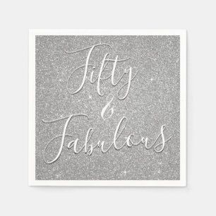 50 und Fabulous Luxury Silver Glitzer Serviette