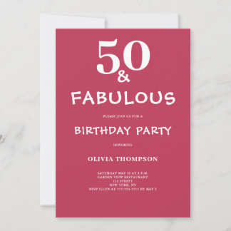50 und Fabulous Magenta Geburtstag Einladung