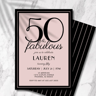 50 und Fabulous Modern Bold Typografy Women's Einladung