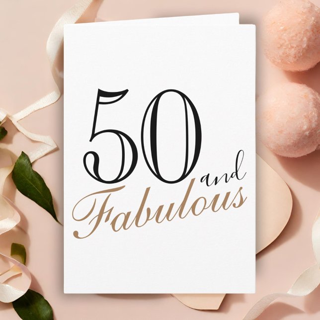 50 und Fabulous Modern Script 50. Geburtstag Karte (Von Creator hochgeladen)