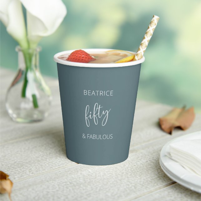 50 und Fabulous Modern Script Pappbecher (In Situ)