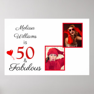50 und Fabulous Name Two Fotos 50. Geburtstag LG Poster