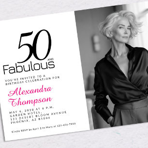 50 und Fabulous Pink 50. Geburtstagsfeier Einladung