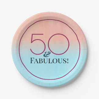 50 und Fabulous Pink and Blue Party Pappteller