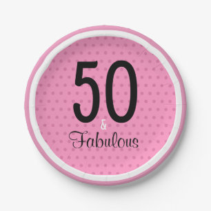 50 und fabulous Pink Black Girly Geburtstag Pappteller