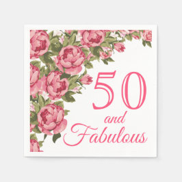 50 und fabulous Pink Floral | 50. Geburtstagsparty Serviette