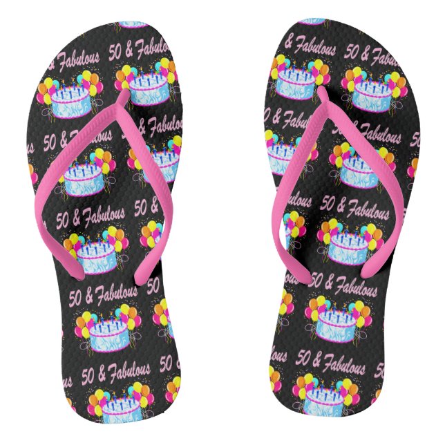 50 UND FABULOUS PINK GEBURTSTAG CAKE FLIP FLOPS (Fußbett)