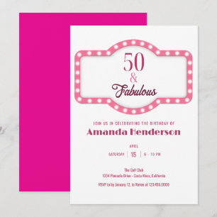 50 und Fabulous Pink Geburtstag Einladung