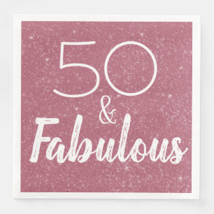 50 und Fabulous Pink Glitzer Geburtstagsparty Serviette