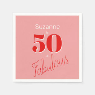 50. und Fabulous Pink Red Modern 50. Geburtstag Serviette
