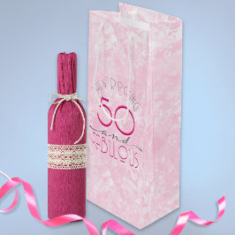 50 und Fabulous Pink Retro Vintage Typografie Geschenktüte Für Weinflaschen