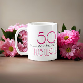 50 und Fabulous Pink Retro Vintage Typografie Kaffeetasse