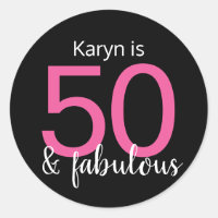 50 und Fabulous Pink White auf schwarz 50. Geburts