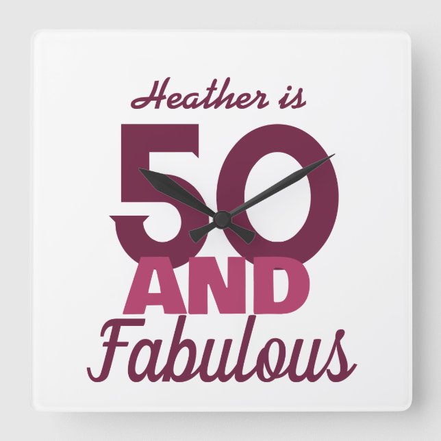 50 und Fabulous Quadratische Wanduhr (Vorderseite)