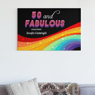 50 und Fabulous Rainbow Sparkle Chic 50. Geburtsta Künstlicher Leinwanddruck