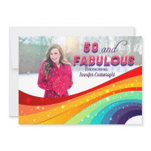 50 und Fabulous Rainbow Sparkle Foto Geburtstag