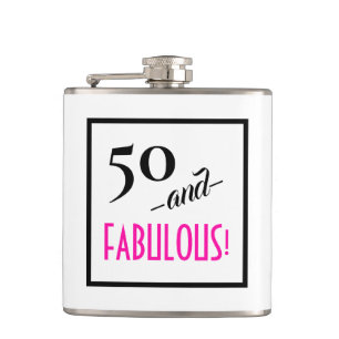 50 und FABULOUS! Retro 50. Geburtstagsreise Flachmann