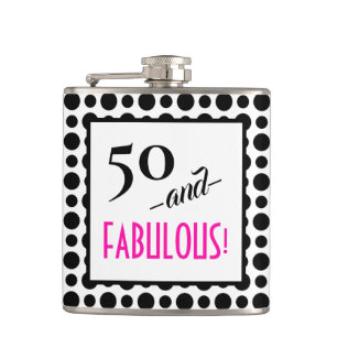 50 und FABULOUS! Retro Polka Dot Geburtstagsreise Flachmann