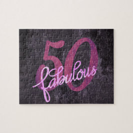 50 und Fabulous | Rosa und Lila Jewel Tone Party Puzzle