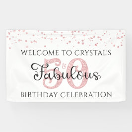 50 UND FABULOUS Rose Gold Confetti Banner