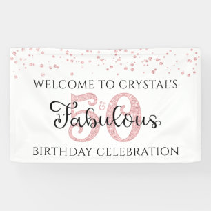 50 UND FABULOUS Rose Gold Confetti Banner