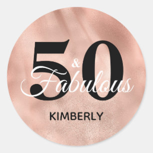 50 und Fabulous Rose Gold Personalisiert Birthday  Runder Aufkleber