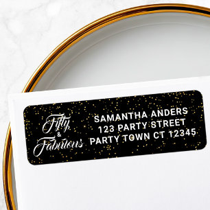 50 und Fabulous Schwarz Gold Glitter-Adresse