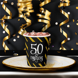 50 und Fabulous schwarz und gold gestreift Pappbecher