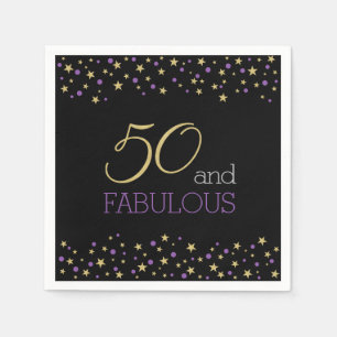 50 und Fabulous Stars und Lila Confetti Dots Serviette