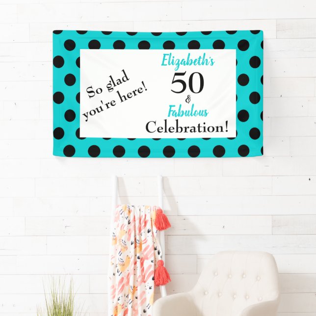 50 und fabulous Türkis Blue Birthday Banner (Insitu)