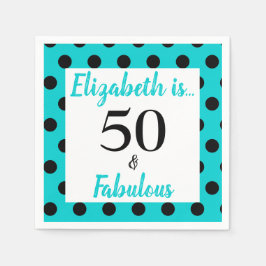 50 und fabulous Türkis Blue Birthday Serviette